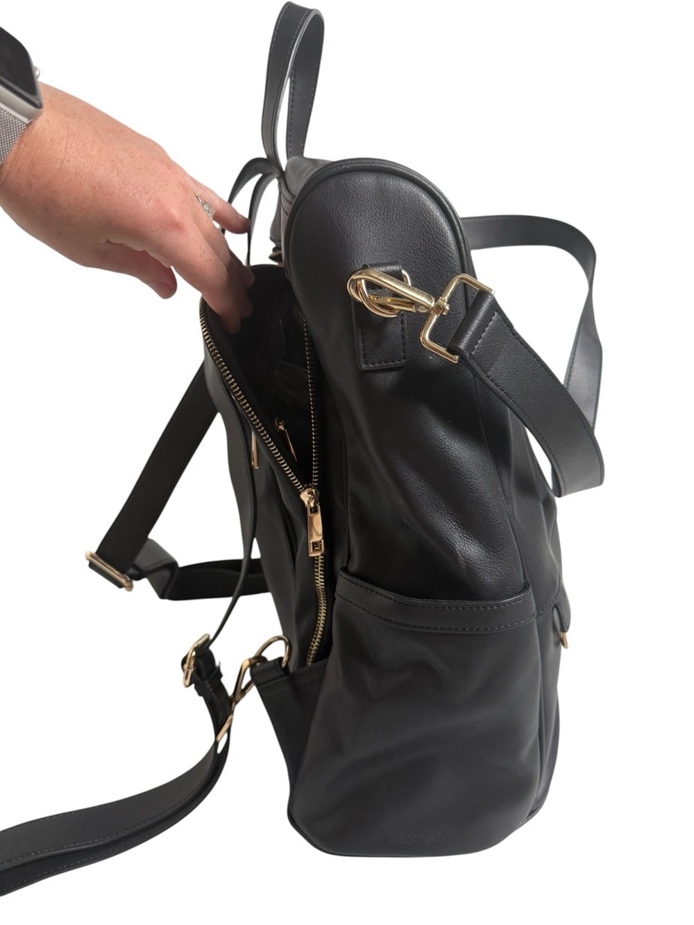 Mia + Sophia The Mia Vegan Leather Black Diaper Bag - Picture 6 of 7